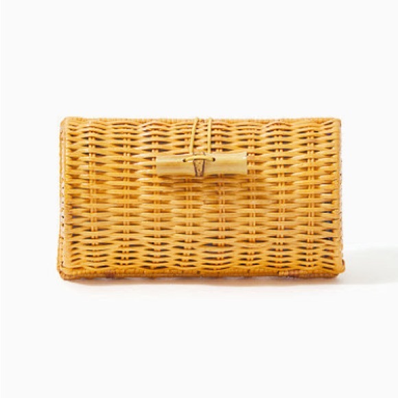 Lilly Pulitzer Wicker Clutch Case Boca Blue Its A Sailabration - Picture 1 of 4